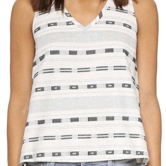 Madewell Women’s Summer Jacquard V neck split back tank top size large - Picture 1 of 12